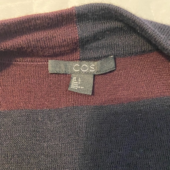 COS Striped matching set in Navy and Burgundy - Picture 3 of 6